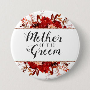 Rustic Beauty Floral Framed Mother of the Groom 7.5 Cm Round Badge