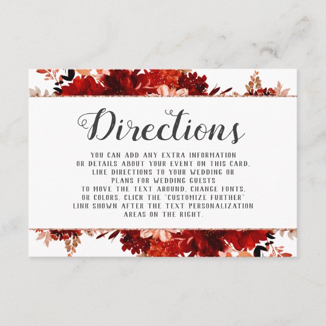 Rustic Beauty Floral Framed Wedding Directions Enclosure Card (Front)