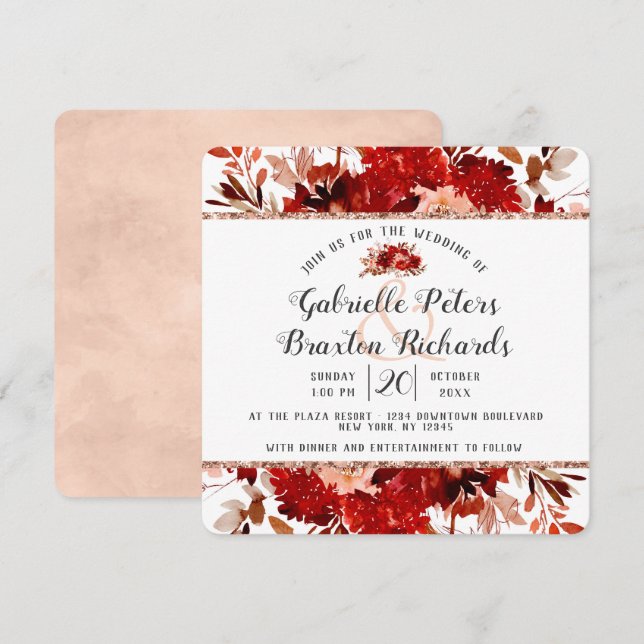 Rustic Beauty Floral Framed Wedding Invitations (Front/Back)