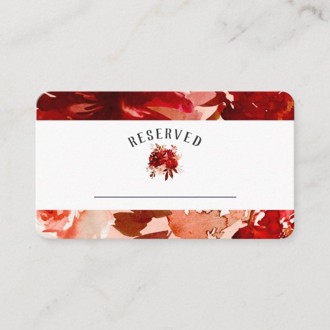 Rustic Beauty Floral Reserved Seating Table Number Place Card (Front)