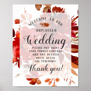 Rustic Beauty Floral Unplugged Wedding Table Sign