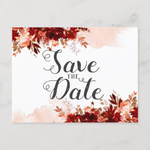 Rustic Beauty Floral Watercolor Save the Date Announcement Postcard