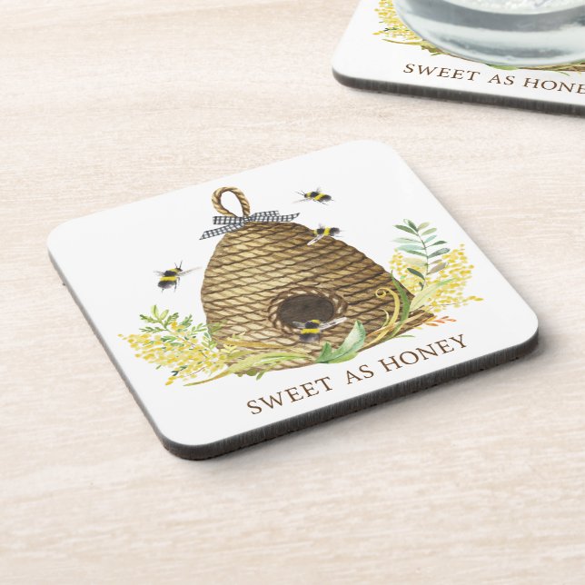 Rustic Bee Hive Sweet As Honey  Serving Tray Coaster (Left Side)