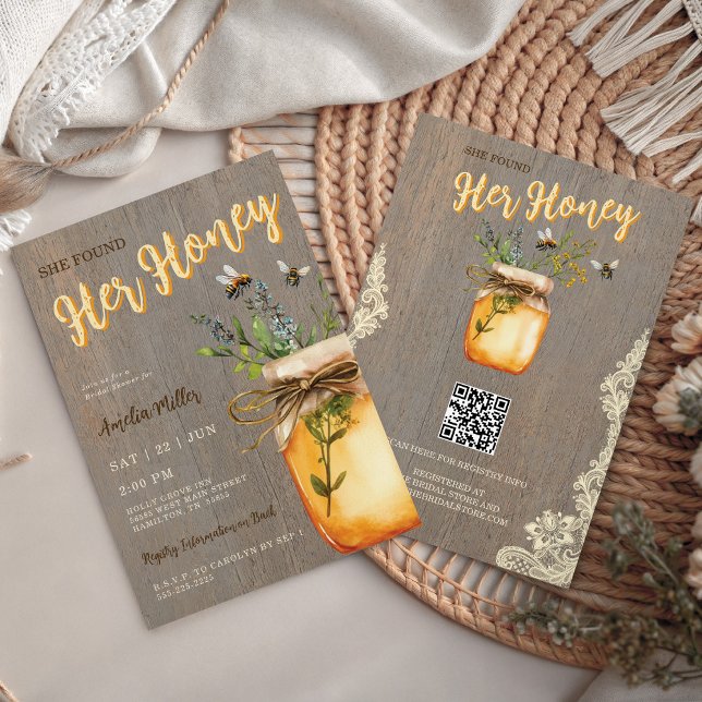 Rustic Bee She Found Her Honey Bridal Shower Invitation (Rustic Bee She Found Her Honey Bridal Shower Invitation)