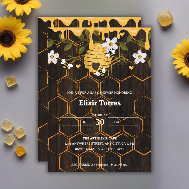 Rustic Beehive Honeybees Baby Shower Invitation (Creator Uploaded)
