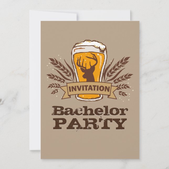 Rustic Beer Barley Stag / Bachelor Party Card (Back)