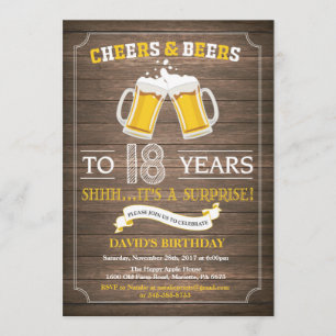 Rustic Beer Surprise 18th Birthday Invitation