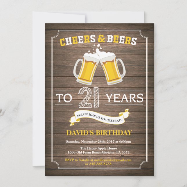 Rustic Beer Surprise 21st Birthday Invitation (Front)
