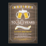 Rustic Beer Surprise 30th Birthday Invitation<br><div class="desc">Cheers and Beers 30th Birthday Invitation Card with rustic wood background. For further customisation,  please click the "Customise it" button and use our design tool to modify this template.</div>