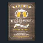 Rustic Beer Surprise 30th Birthday Invitation<br><div class="desc">Cheers and Beers 30th Birthday Invitation Card with rustic wood background. For further customisation,  please click the "Customise it" button and use our design tool to modify this template.</div>
