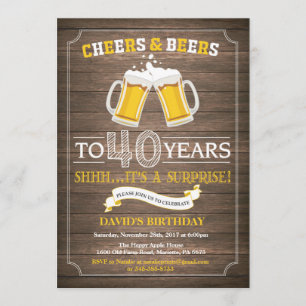 Rustic Beer Surprise 40th Birthday Invitation