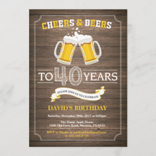 Rustic Beer Surprise 40th Birthday Invitation