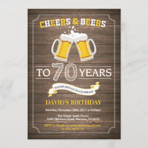Rustic Beer Surprise 70th Birthday Invitation