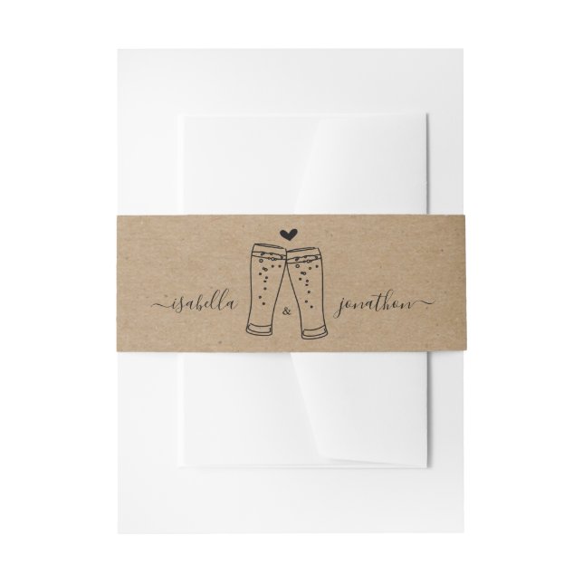 Rustic Beer Toast Kraft Paper Invitation Belly Band (Front Example)