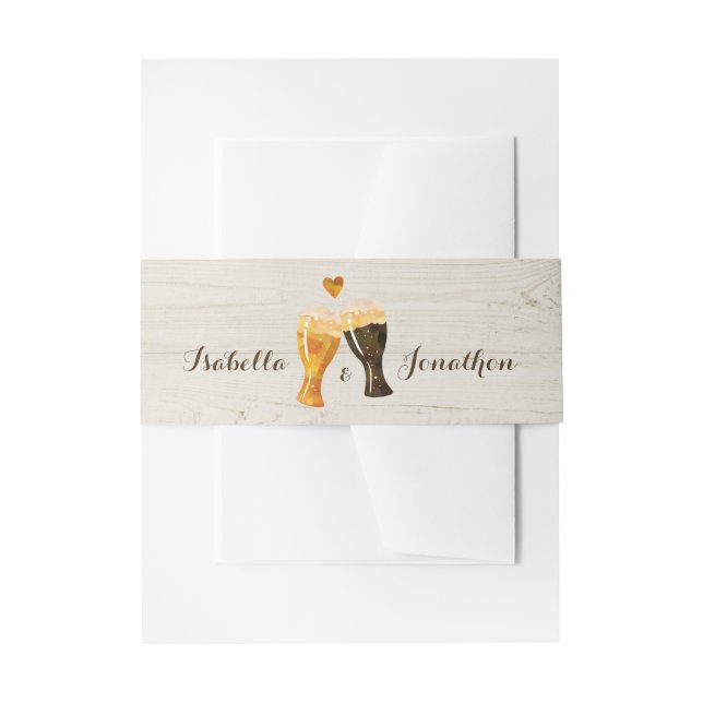 Rustic Beer Toast Light Wood Invitation Belly Band (Front Example)
