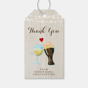 Rustic Beer & White Wine Toast Wedding Thank You Gift Tags