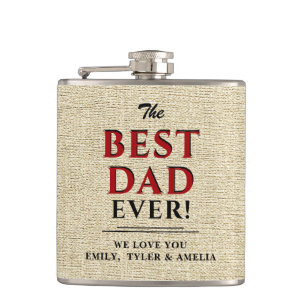Rustic Beige Best Dad Ever Father`s Day Hip Flask