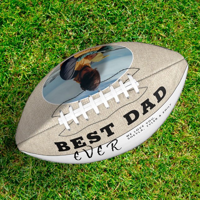 Rustic Beige Best Dad Ever Father`s Day Photo American Football (Creator Uploaded)