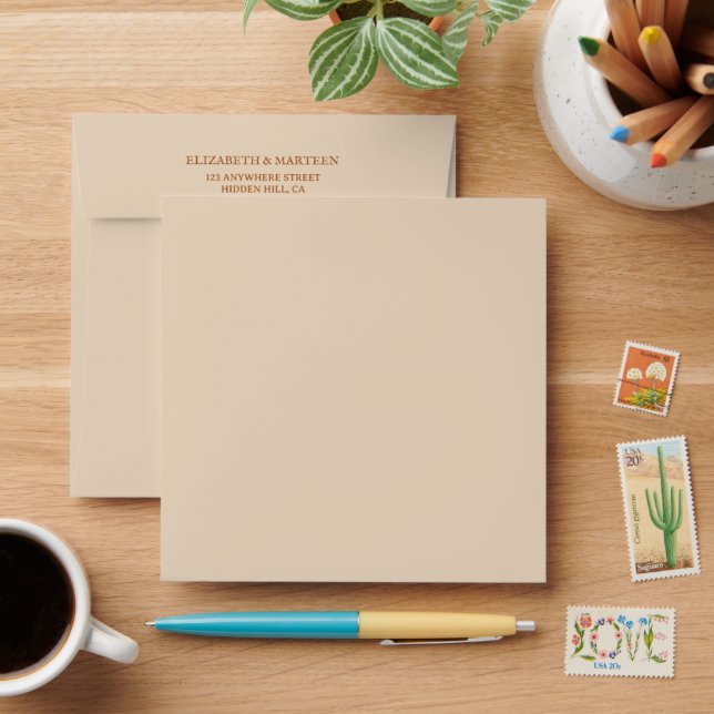 Rustic Beige Brown Maple Leaves Autumn Wedding  Envelope (Desk)