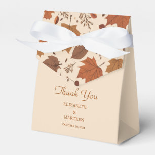 Rustic Beige Brown Maple Leaves Autumn Wedding Favour Box