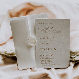 Rustic Beige Brown Photo Wedding  Invitation