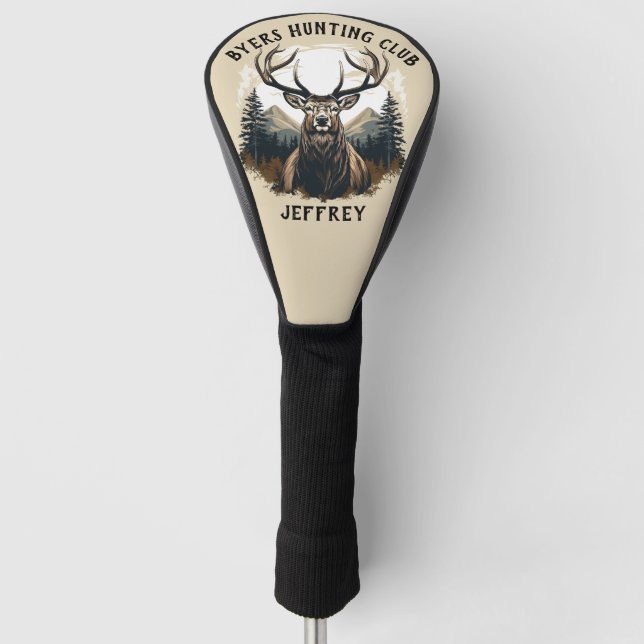 Rustic Beige Deer Hunting Club Golf Head Cover (Front)