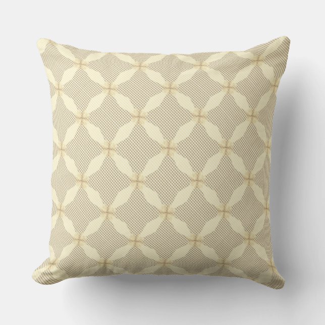 Rustic Beige Diamond Geometric Pattern Cushion (Front)