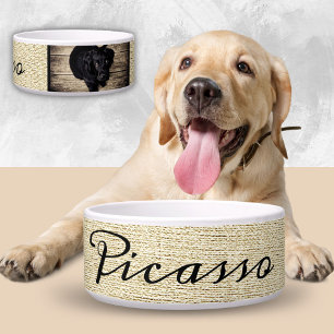Rustic Beige Dog`s Name in Black Script 2 Photo