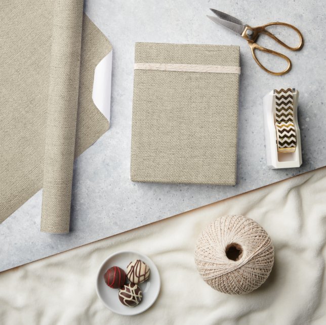 Rustic Beige Faux Burlap Texture Wrapping Paper  (Crafts)
