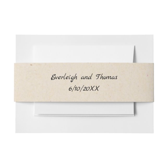 Rustic Beige Faux Kraft Cardboard Belly Band Invitation Belly Band (Front Example)