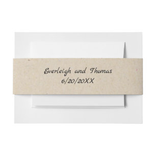 Rustic Beige Faux Kraft Cardboard Monogramed Belly Invitation Belly Band