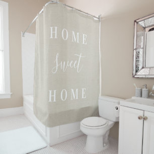 Rustic Beige Home Sweet Home   Farmhouse Bathroom Shower Curtain