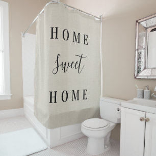 Rustic Beige Home Sweet Home   Farmhouse Bathroom Shower Curtain