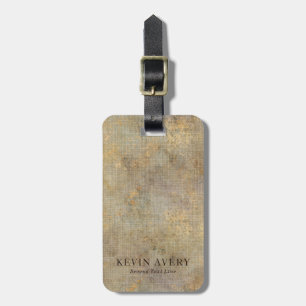 Rustic Beige Linen Texture Luggage Tag