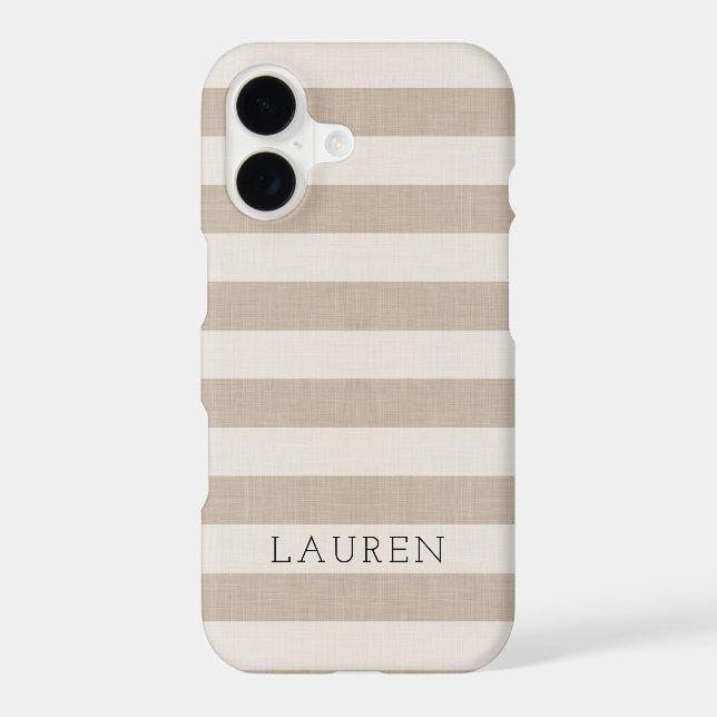 Rustic Beige Stripes Monogrammed (Back)