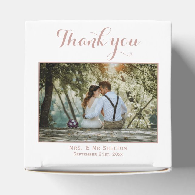 Rustic Beige Wedding Photo Thank you Favour Box (Top)