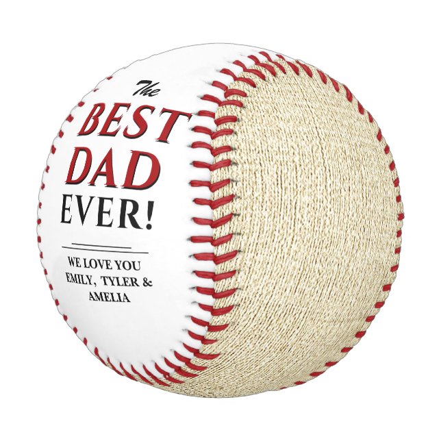 Rustic Beige White Best Dad Ever Father`s Day Baseball (Angled)
