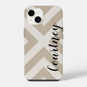 Rustic Beige X Chevron Monogram iPhone 14 Case