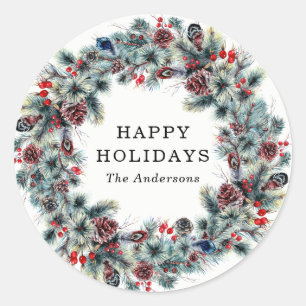Rustic Berries and Pine Holiday Stickers