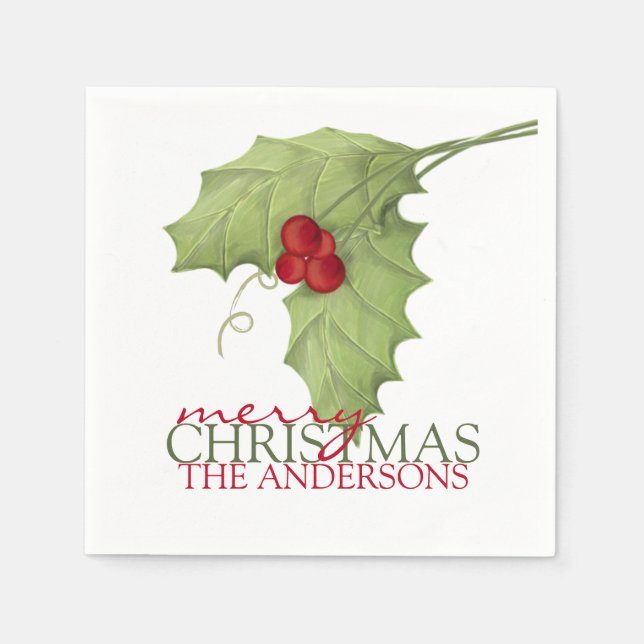 Rustic Berries Botanical Greenery Custom Family Napkin (Front)