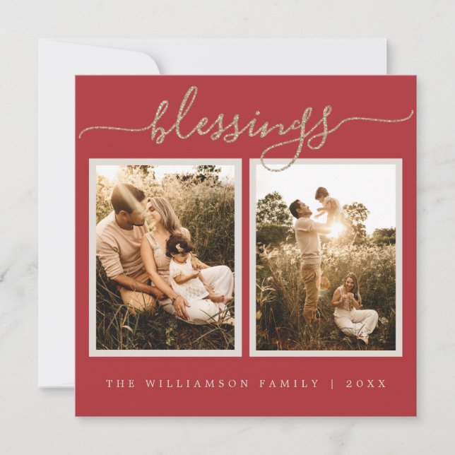 Rustic Berries Sprig Christmas Photo Holiday Card (Front)