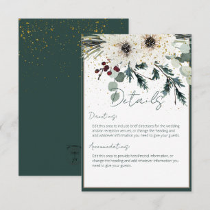 Rustic Berries Winter Floral Wedding Details Enclosure Card