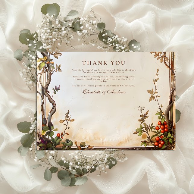 Rustic Berry Branch Wedding Thank You Card (Creator Uploaded)