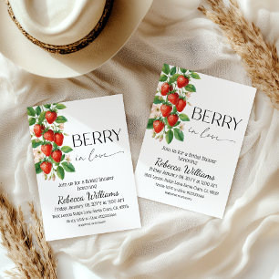 Rustic Berry in Love Strawberry Bridal Shower Invitation