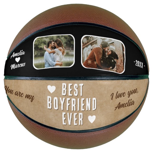 Rustic Best Boyfriend Ever Heart 2 Photos  Basketball (Front)