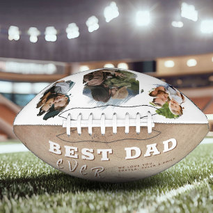 Rustic Best Dad 3 Photo Collage Father`s Day American Football