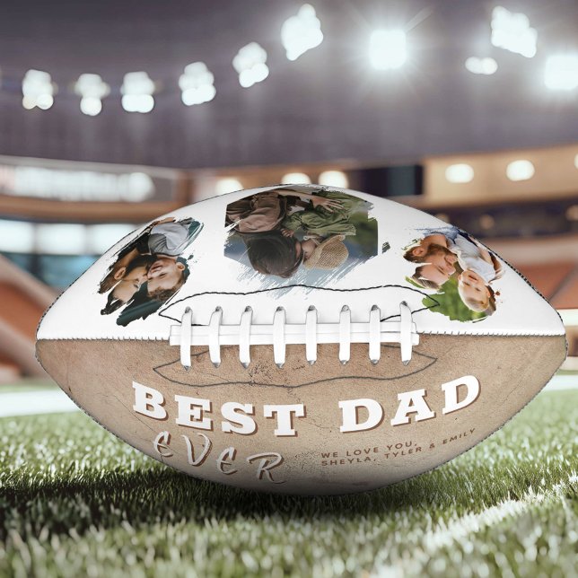 Rustic Best Dad 3 Photo Collage Father`s Day  American Football (Creator Uploaded)