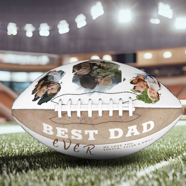 Rustic Best Dad 3 Photo Collage Father`s Day  American Football (Creator Uploaded)