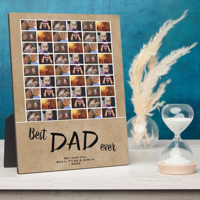 Rustic Best Dad 6 Photo Collage Family Photo Plaque (Side)
