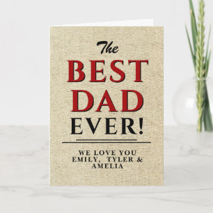 Rustic Best Dad Black Red Typography Father`s day Card